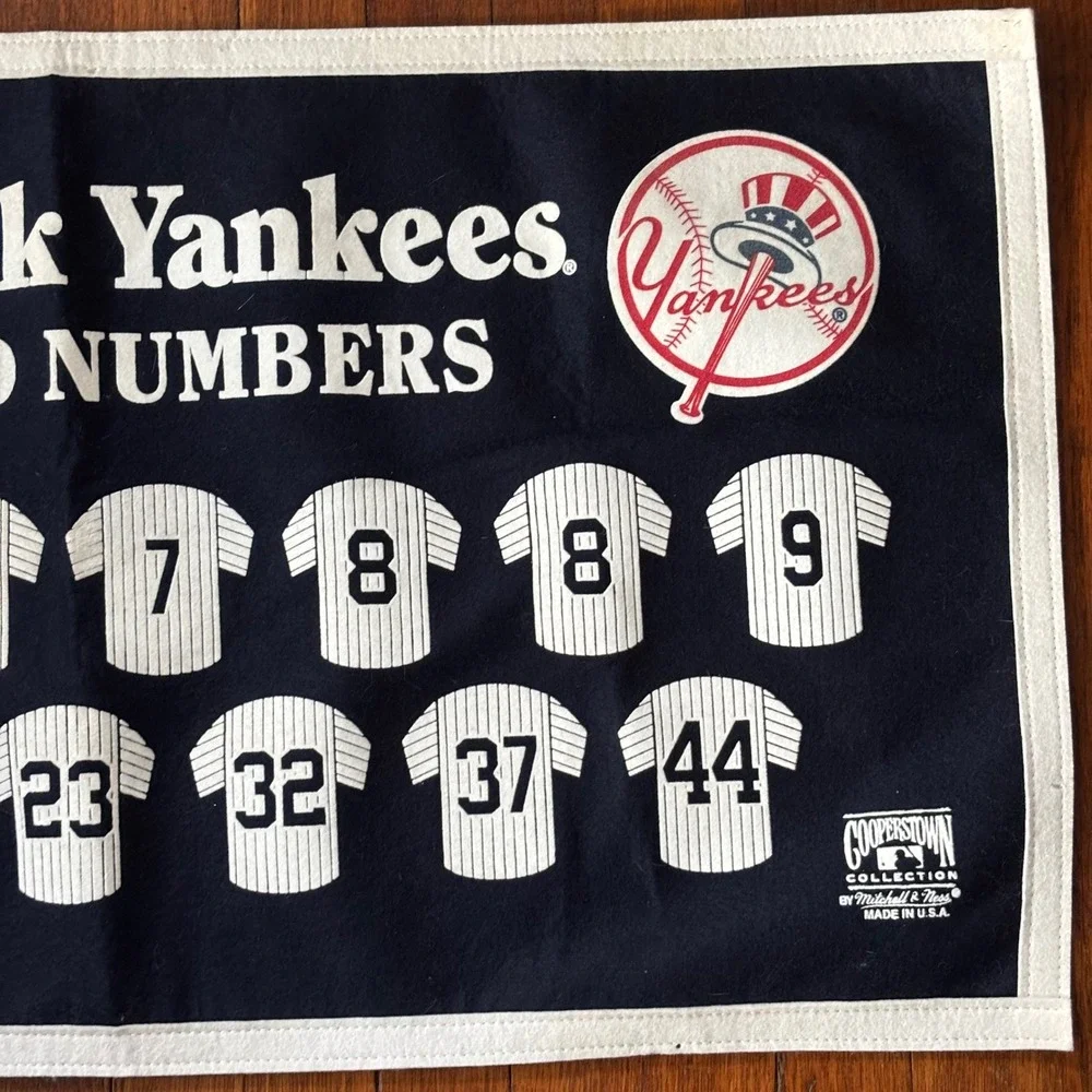 Mitchell & Ness New York Yankees Retired Numbers Wool Felt Banner Navy Blue USA